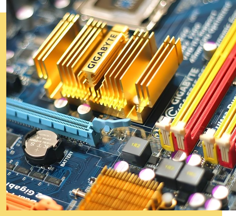 A close up of the electronics on top of a computer.